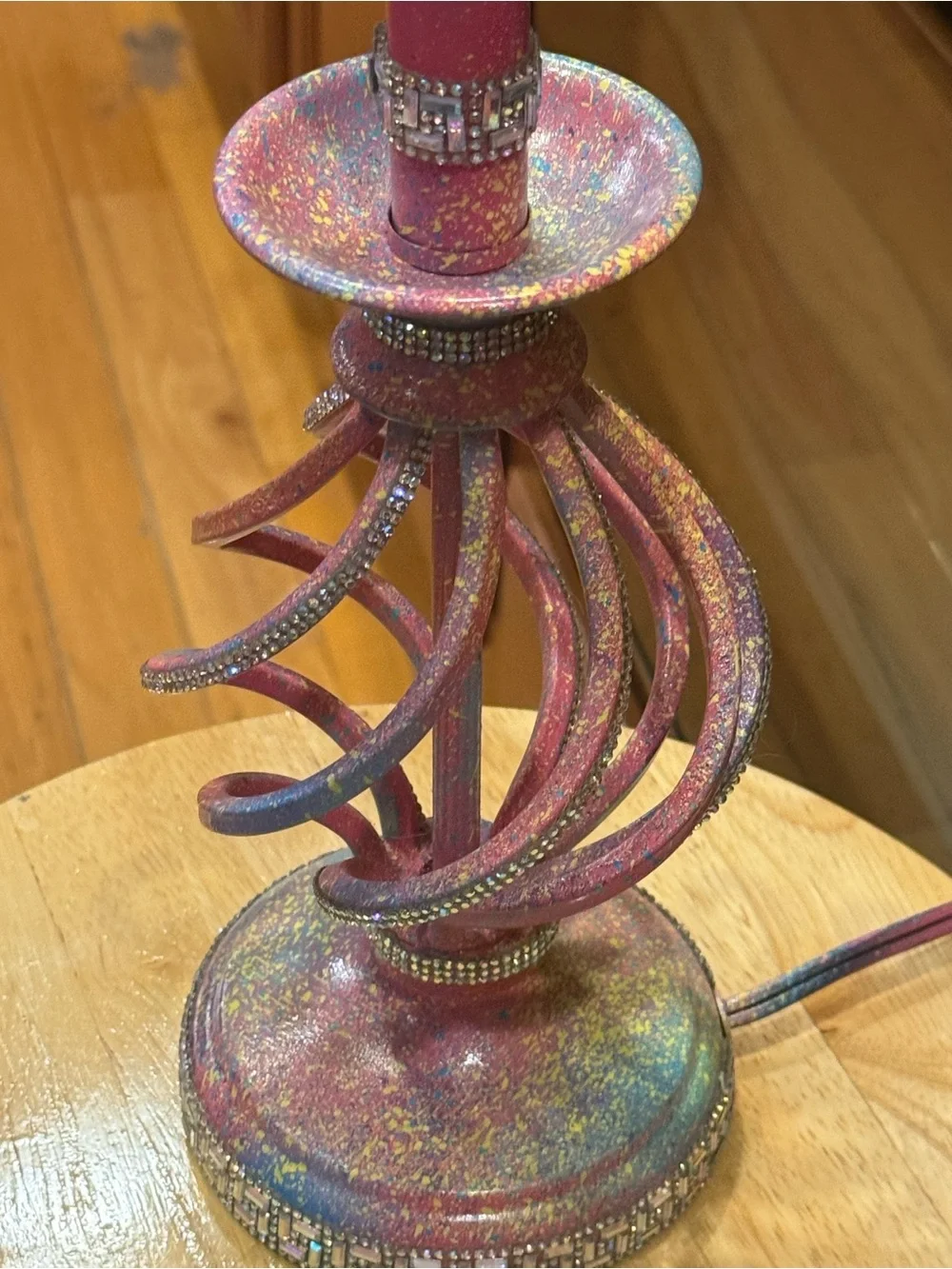 “Rainbow Splash” Swirl Decorative table lamp with rhinestone accents!